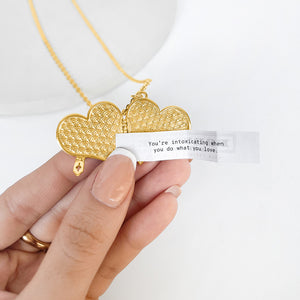 Deco Heart Locket (Emerald) - Gold